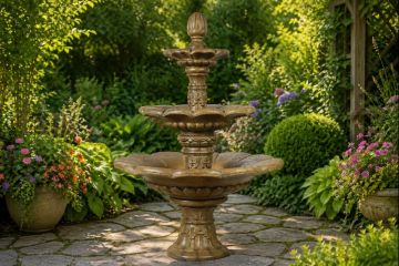 Zen Blossom Concrete Water Fountain